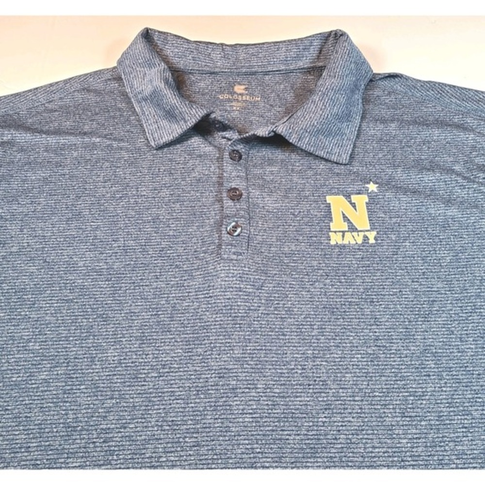 Colosseum Polo Shirt Mens XXL Navy Heathered Short Sleeve Golf Athletic Top‎